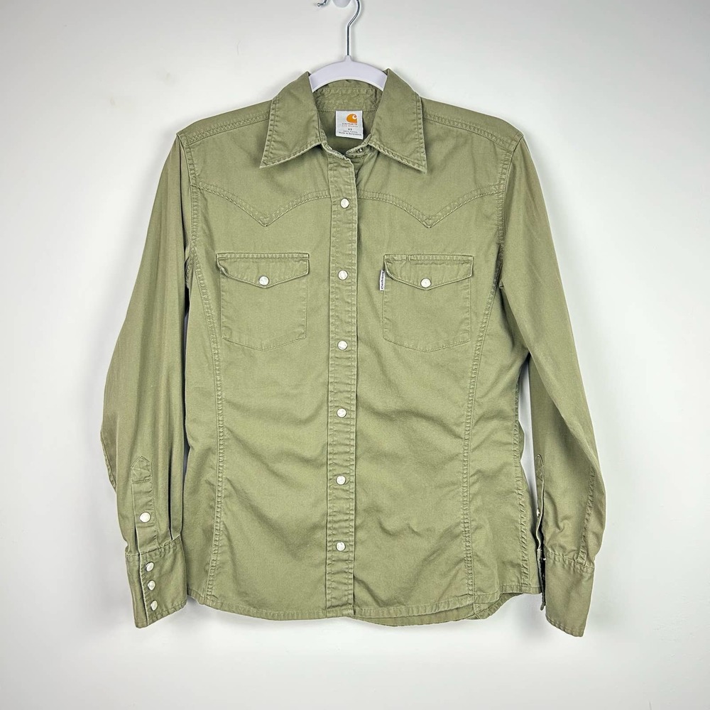 Carhartt Green Long Sleeved Button Front Top Women’s Size XS